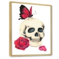 thumbnail image 2 of Designart Skull With Red Rose & Butterfly Modern & Contemporary Floating Frame Wall Art, 2 of 4