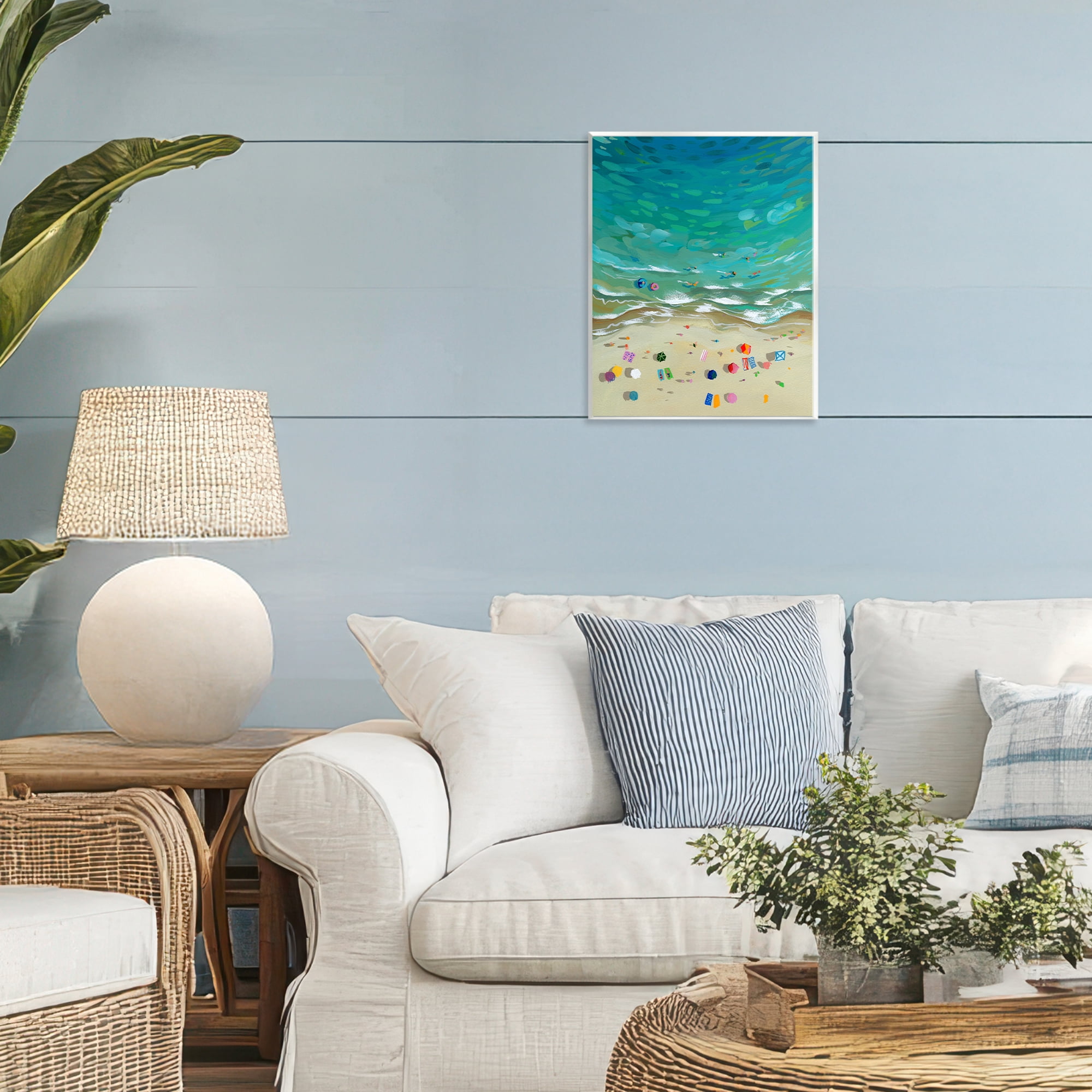 Stupell Industries Aerial Beachside with Umbrellas Wall Plaque Art, design by Brook Page