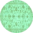 thumbnail image 1 of Ahgly Company Indoor Round Oriental Turquoise Blue Traditional Area Rugs, 7' Round, 1 of 4
