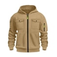 thumbnail image 6 of Chiccall Mens Fleece Hoodie Cargo Long Sleeve Full Zip Drawstring Hooded Sweatshirts Casual Loose Fit Athletic Jacket with Multi Pockets, 6 of 7