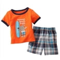 thumbnail image 5 of KPOPLK Toddler Baby Boy Summer Clothes 6 12 18 24 Months 2T Cartoon Print T-Shirt Shorts Sets Casual Truck Excavator Dinosaur Outfits Size 7-8 Years,Watermelon Red, 5 of 8