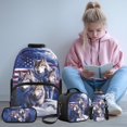 thumbnail image 2 of Jeiento Wolf Boys Backpacks School Backpack with Lunch Bag Pencil Case Water Bottle Holder for 10-12 Kids 17 Inch Bookbag American Flag 4 Pcs Schoolbag Set Lightweight Backpack, 2 of 7