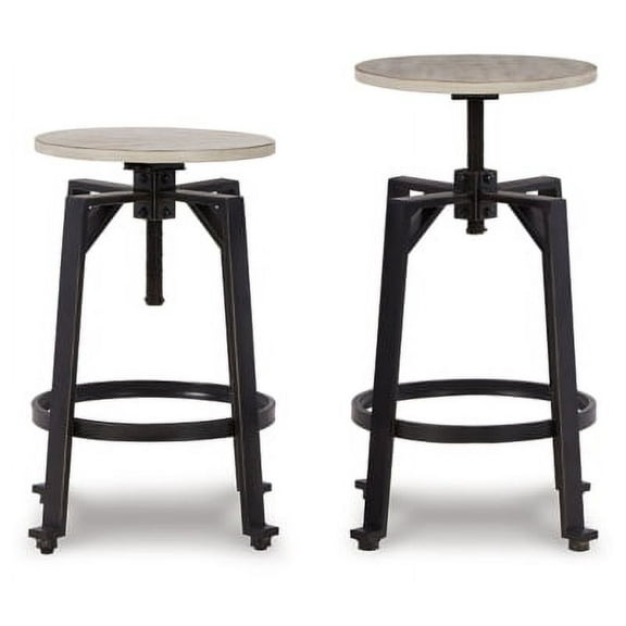 Ashley Furniture Karisslyn Swivel Stool (2/CN), Whitewash/Black