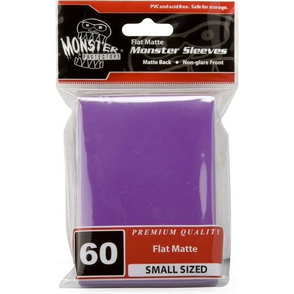 Monster Protectors Sleeves - Smaller Size Flat Matte - Purple (Fits Smaller Sized Gaming Cards) - Great Gift Idea