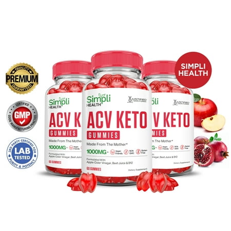 (3 Pack) Simpli Health Keto ACV Gummies 1000MG Dietary Supplement 180 Gummys