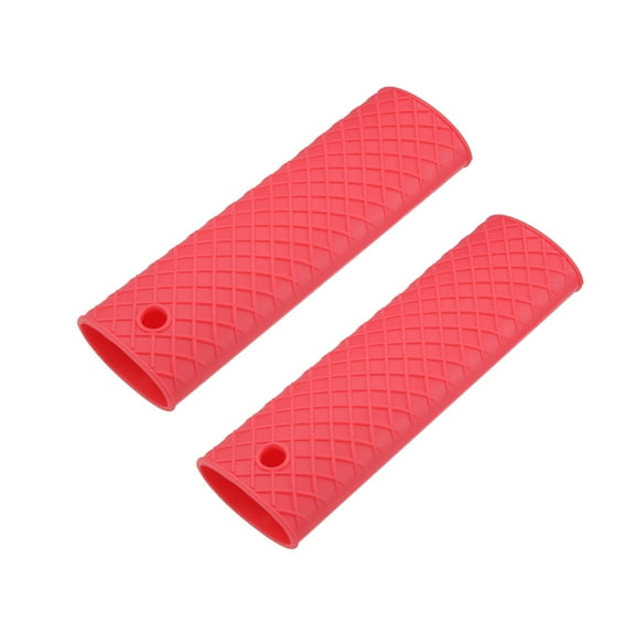 Silicone Hot Handle Holder Sleeve Pan Pot Handle Cover Red 6.1-inch Long 2Pcs