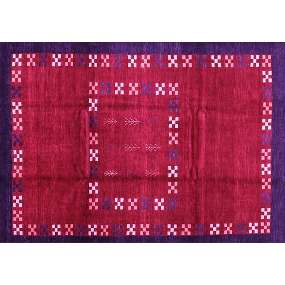 Ahgly Company Indoor Rectangle Abstract Pink Contemporary Area Rugs, 6' x 9'