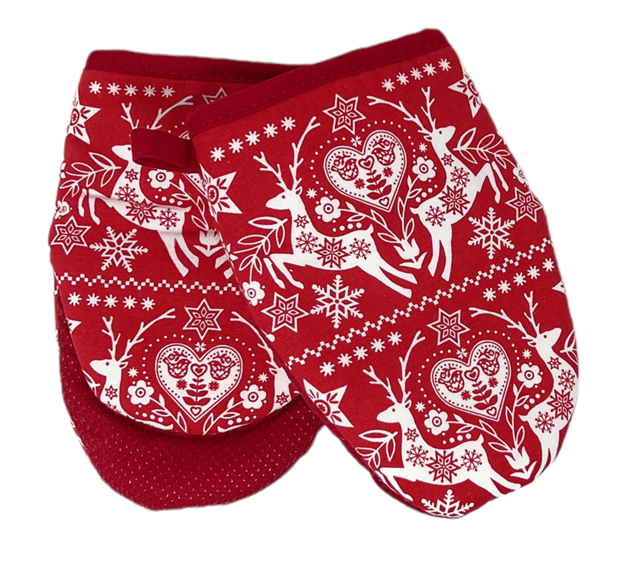 Town & Country Living Martha Stewart Mini Oven Mitts, 5.5-Inch x 8-Inch,  2-Count (Holiday Reindeer and Snowflakes)