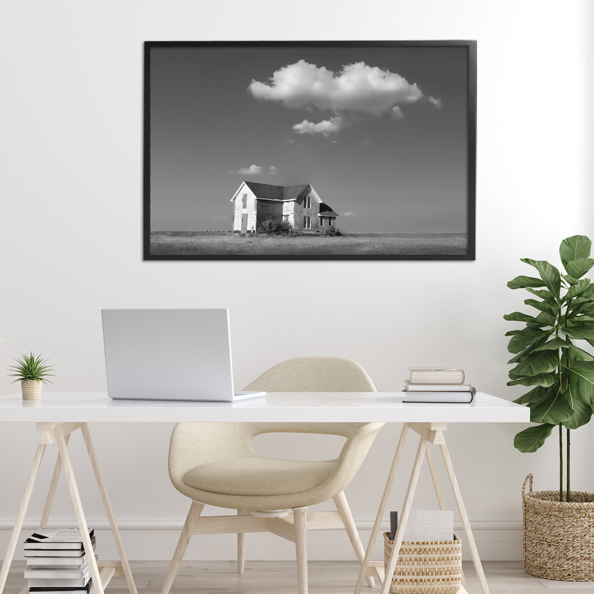 Stupell Industries Solitary Erstwhile Cottage Black Framed Giclee Art, design by Steve Toole