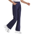 thumbnail image 4 of LYHaoo Girls Flare Pants Elastic High Waisted School Uniform Dress Panst for Kids Back to School Outfits(Blue), 4 of 7