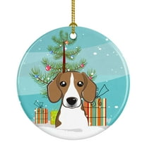 Christmas Tree and Beagle Ceramic Ornament