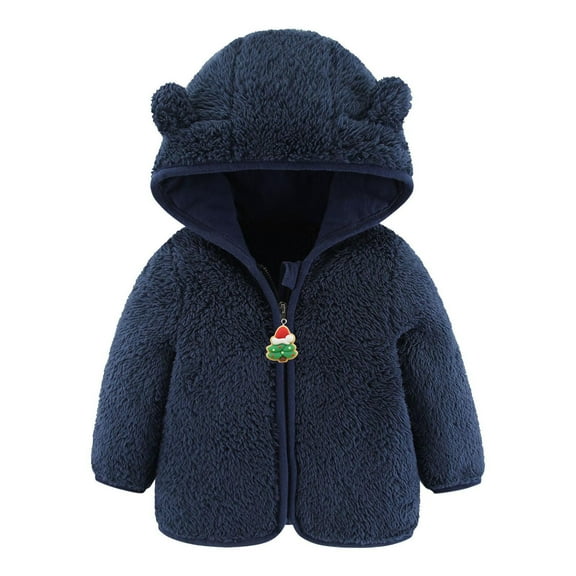 purcolt Newborn Infant Baby Girls Boys Winter Fleece Jackets Cute Bear Ears Hooded Flannel Coat Toddler Kids Warm Thick Outerwear
