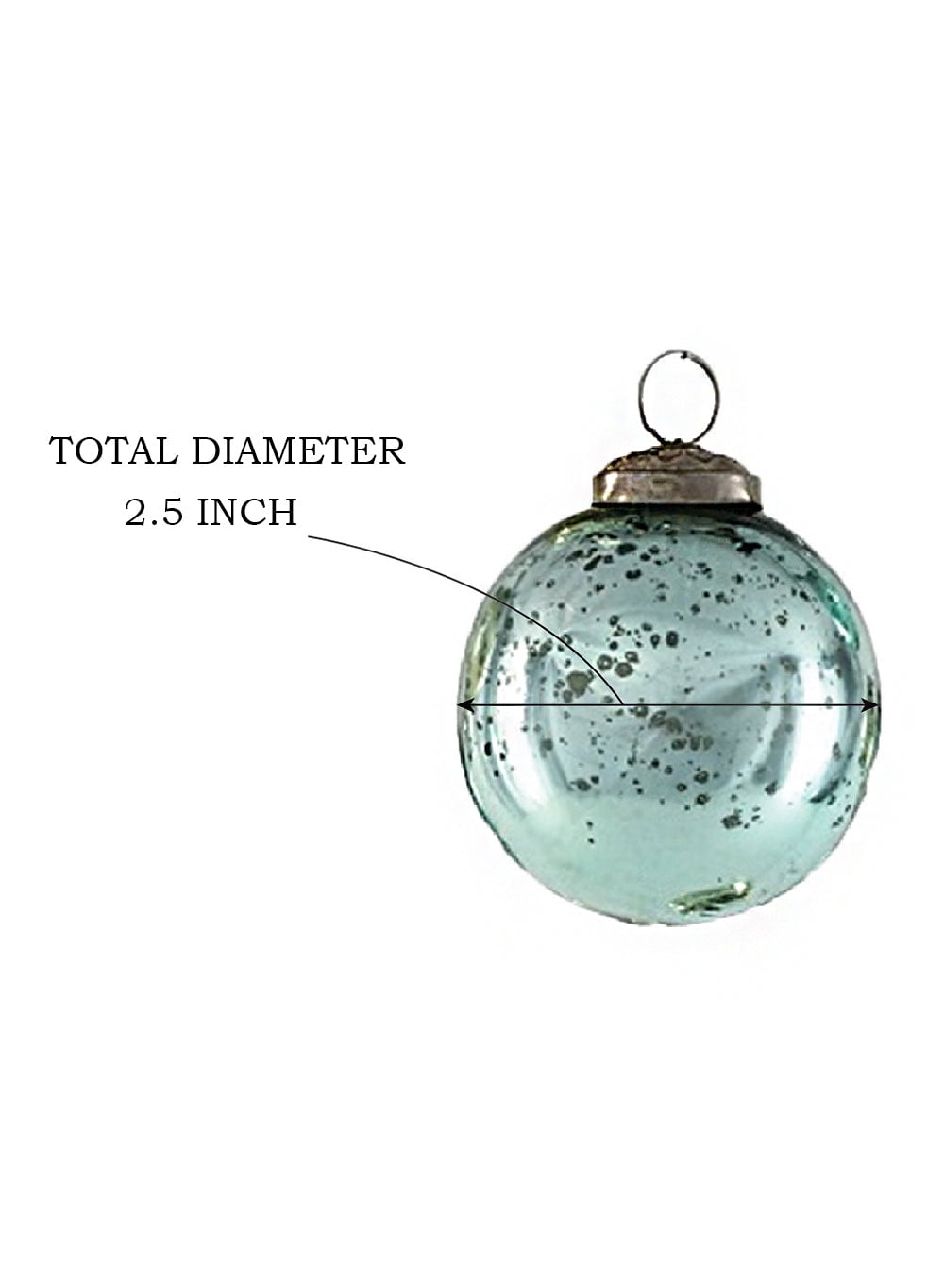 Serene Spaces Living Clear/ Silver Glass Ornament Ball for Christmas, 3 inch Dia, 3 inch Tall in 2 Styles