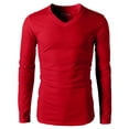 thumbnail image 2 of H2H Mens Casual Slim Fit Long Sleeve V-neck T-Shirts Of Various Colors RED US L/Asia XL (KMTTL0374), 2 of 6