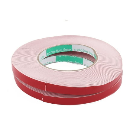 2pcs 10M Length 10MM x 1MM Red White Double Sided Waterproof Sponge Tape for Car