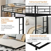 Twin Over Twin Bunk Bed with Trundle, Metal Space-Saving Design For Young Teens and Adults, Easy Assembly, K86