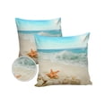 thumbnail image 2 of Outdoor Throw Pillow Cover Beach Coastal Scenery Seashell and Starfish Waterproof Cushion Covers 2 Pack Ocean Sand and Sea Wave Pillow Cases Home Decoration for Patio Garden Couch Sofa, 2 of 7