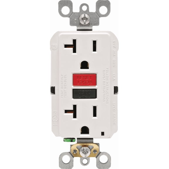 Leviton GFCI Receptacle in White — UL Listed for US Residential Electrical Code Compliance, Drop-in NEC-Standard Wiring