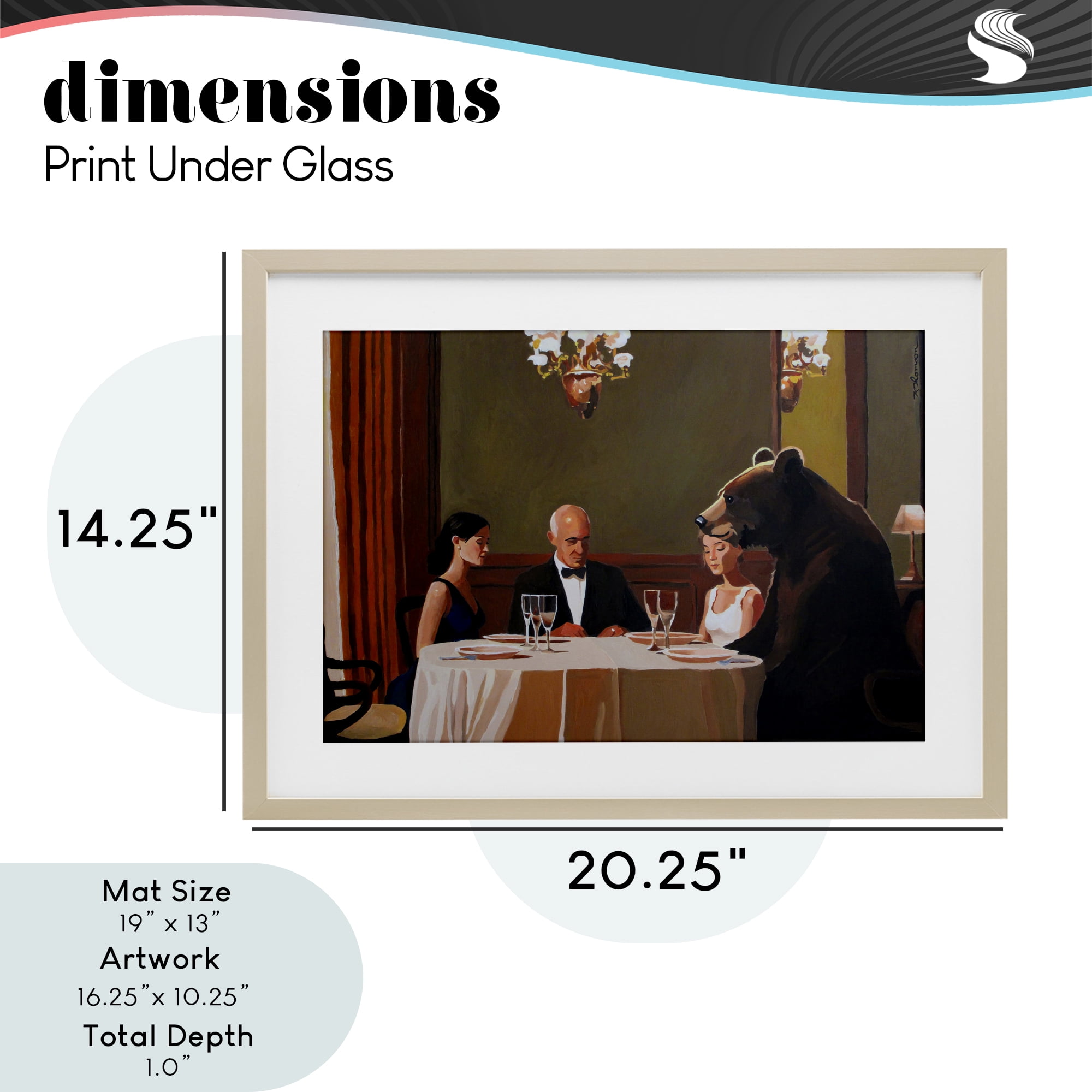 Dinner Guests & Steve Birch Framed Print Under Glass, design by Keith Thomson