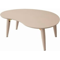 EMOOR Wood Folding Coffee Table Pear-Shaped (31.5"x20.5") White, Floor Sitting Low Table Small Space Minimalist Japanese Tatami Room