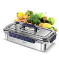 thumbnail image 1 of 316L Stainless Steel Airtight Food Storage Container with Date Tracker, 2.4L Large Capacity Leakproof Lunch Box, 4-Side Locking Lids, Widened Sealing Ring, Hidden Handle, Stackable Design for Fridge, 1 of 6