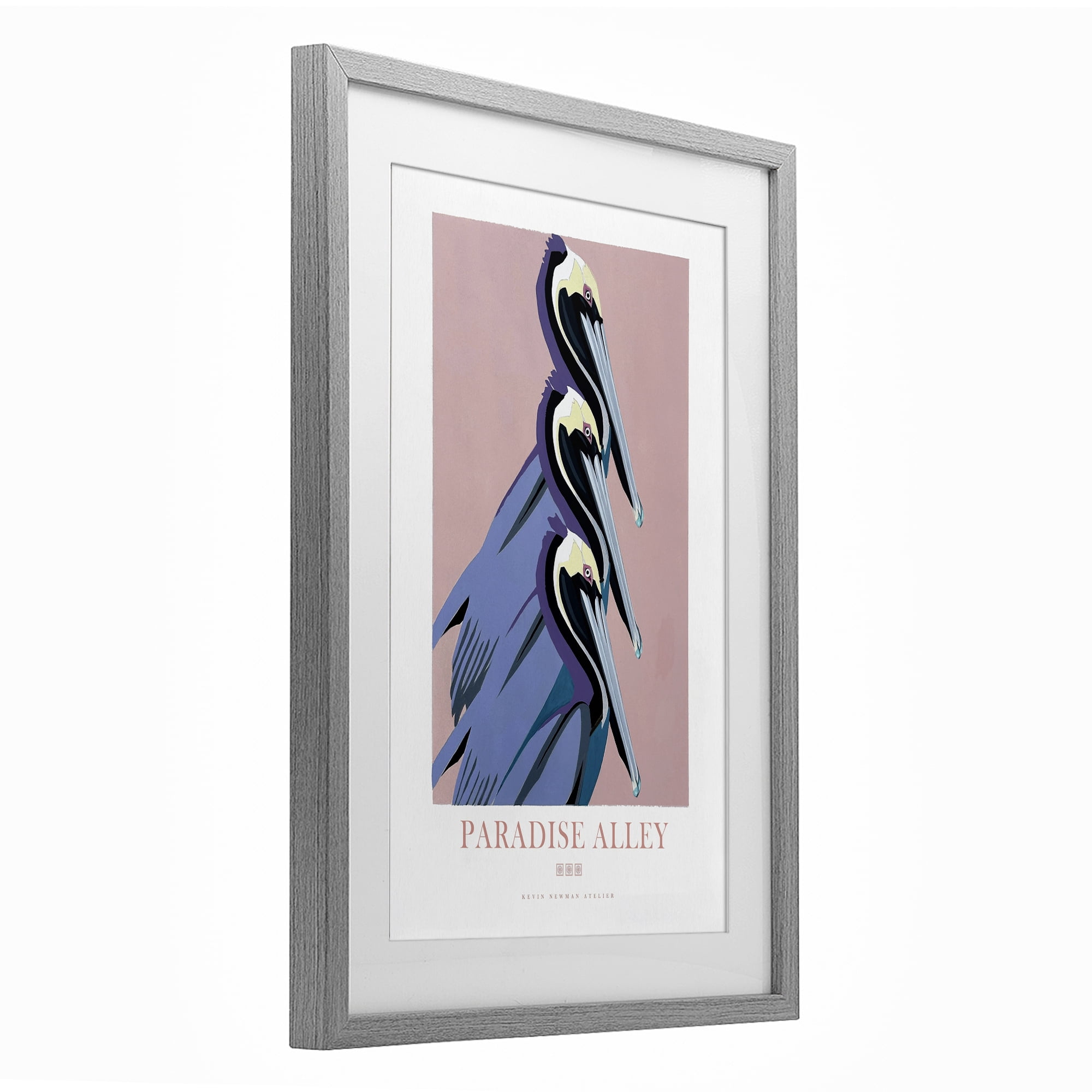 Stupell Industries Paradise Alley Pelican Trio Gray Framed Print Under Glass, design by Jadei Graphics