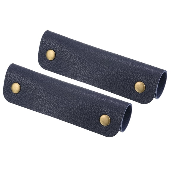 Uxcell Luggage Handle Wrap, 2 Pack PU Handbag Grip Cover Identifier with Clasp for Suitcase, Dark Blue