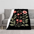 thumbnail image 2 of Stylish Floral Design Flannel Blanket - Soft Warm Cozy for Sofa Travel Bed & Chair - Perfect for Home Decor, 2 of 7