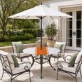 thumbnail image 4 of Round Outdoor Tablecloth with Umbrella Hole and Zipper, Orange Solid Color Texture Fitted Table Cover with Elastic Edge for 55-60 Inch, Simple Orange Stripes Waterproof Patio Tablecoths for Picnic, 4 of 9