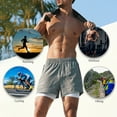 thumbnail image 2 of Men's 2 in 1 Running Shorts with Pockets Compression Liner Gym Training Fitness Workout Short Pants, 2 of 7