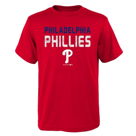 MLB Philadephia PHILLIES TEE Short Sleeve Boys Team Name and LOGO 100% Cotton Team Color