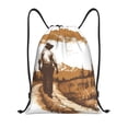 thumbnail image 1 of Xecao Western Cowboy Countryside Pattern Sports Drawstring Backpack - String Swim Gym Bag with Wet Proof Pocket for Women&Men-Small, 1 of 6