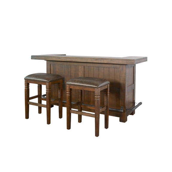 Sunny Designs 80" Traditional Wood Home Bar with Stools
