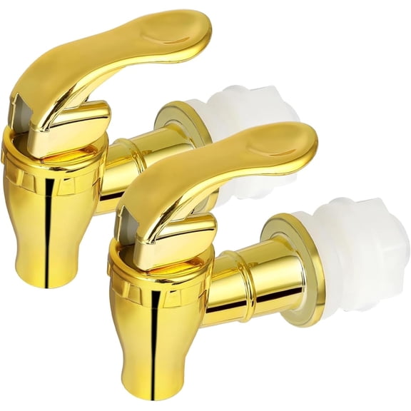 2-Pack Leak-Proof Beverage Dispenser Tap, Golden Plastic Spout with Valve - Replacement Faucet for Drink Dispensers, Perfect for Juice, Beer, Lemonade & Party Serving(C)