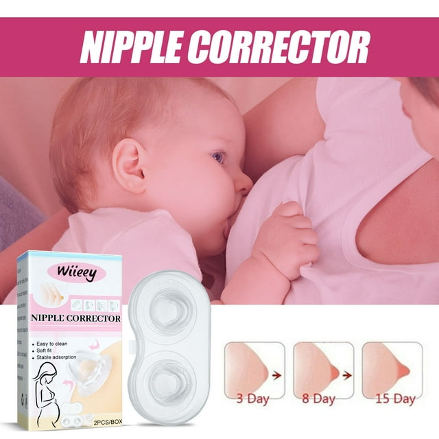 Fiudx Protector de Pezón, Corrector de Silicona Suave de Grado A, Crema de Belleza En Sucinto Suave, Ajustador de Pezón Plano, Ideal Embarazadas y Niñas, Solución de Alimentación Cómoda, Incluye 2 Pi