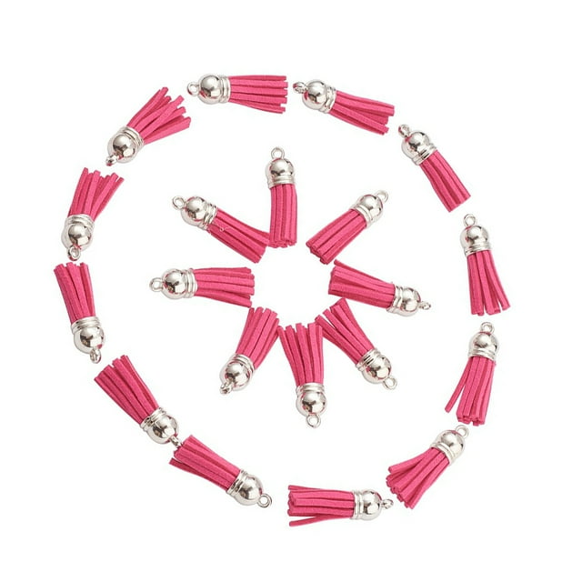 mmirethe 100piece Keychain Tassel For Trendy And Functional Look Gold Cap Pendant Rose Red-Silver 5Set