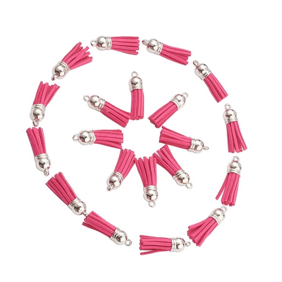 Minnieouse 100x colgante borla elegante accesorio de flecos para regalos y regalos DIY Tasse accesorio tapa dorada Accesorios de disfraces Rosa rojo-plata