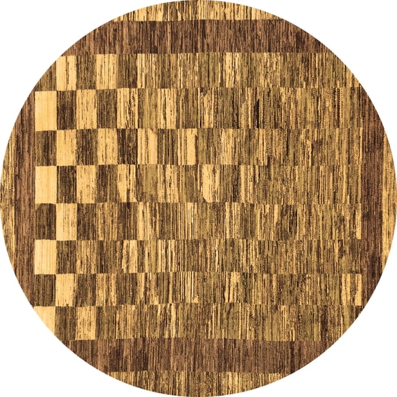Ahgly Company Indoor Round Checkered Brown Modern Area Rugs, 3' Round