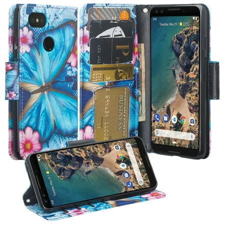 Pixel 3 Case, Pixel 3 Wallet Case, Google Pixel 3 PU Leather Case, Luxury Cash Credit Card Slots Holder Carrying Flip Cover & Kickstand - Blue