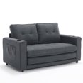 thumbnail image 5 of Modern Loveseats {VIDEO Provided}3-in-1 Upholstered Futon Sofa Convertible Sofa bed,Foldable Tufted Loveseat with Pull Out Sleeper Couch Bed,Folding Mattres Love Seat Daybed W/Side Pockets and Cup Ho, 5 of 9