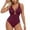 01 Wine, variant on Fewfanhot Tummy Control Swimsuits for Women Swimsuits Ruched Slimming One Piece Bathing Suit Deep V Neck Swimsuit