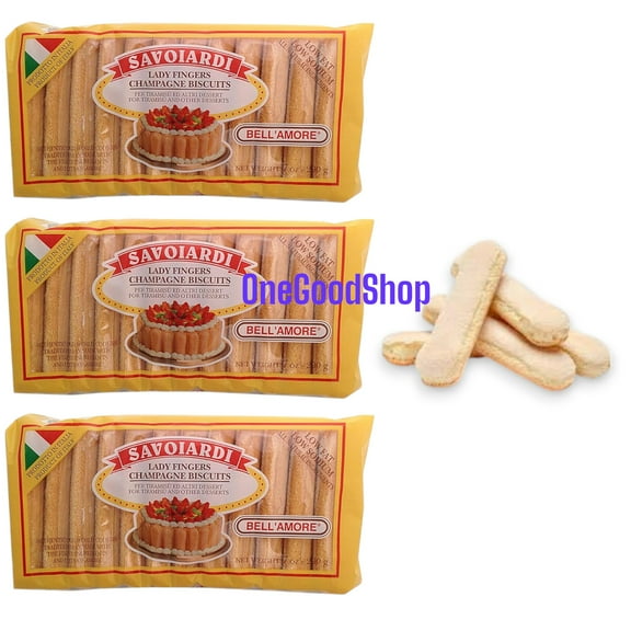 Savoiardi, Lady Fingers Champagne Biscuits (Pack of 3), 7 oz