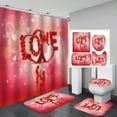 thumbnail image 5 of 2024 Valentine's Day Decorative Shower Curtain Bathroom Four-piece Set Rose Shower Curtain Decoration Set Waterproof Shower Curtain Anti-slip mat, 5 of 5