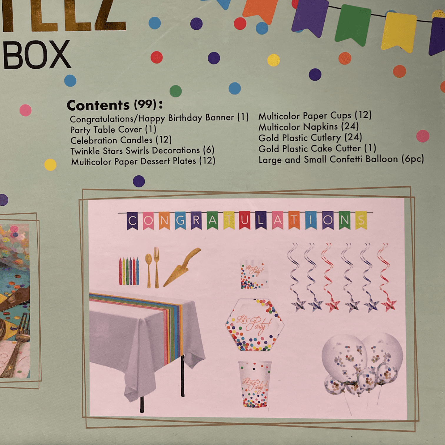 Details about   Parteez in a Box Set of 12 NEW BOX DAMAGE Celebration Party Multicolor 