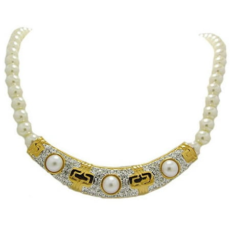 Designer Jewelry N836 Pave Pearl Pendant Necklace