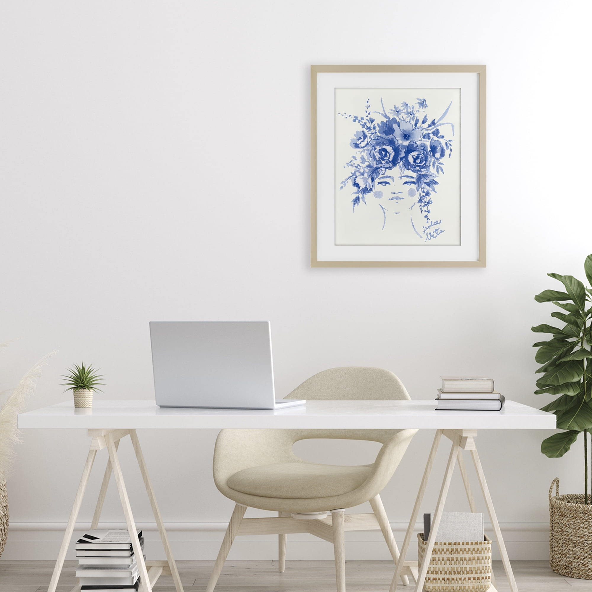 Stupell Industries Dolce Vita Woman with Roses Birch Framed Print Under Glass, design by Karolina Sato