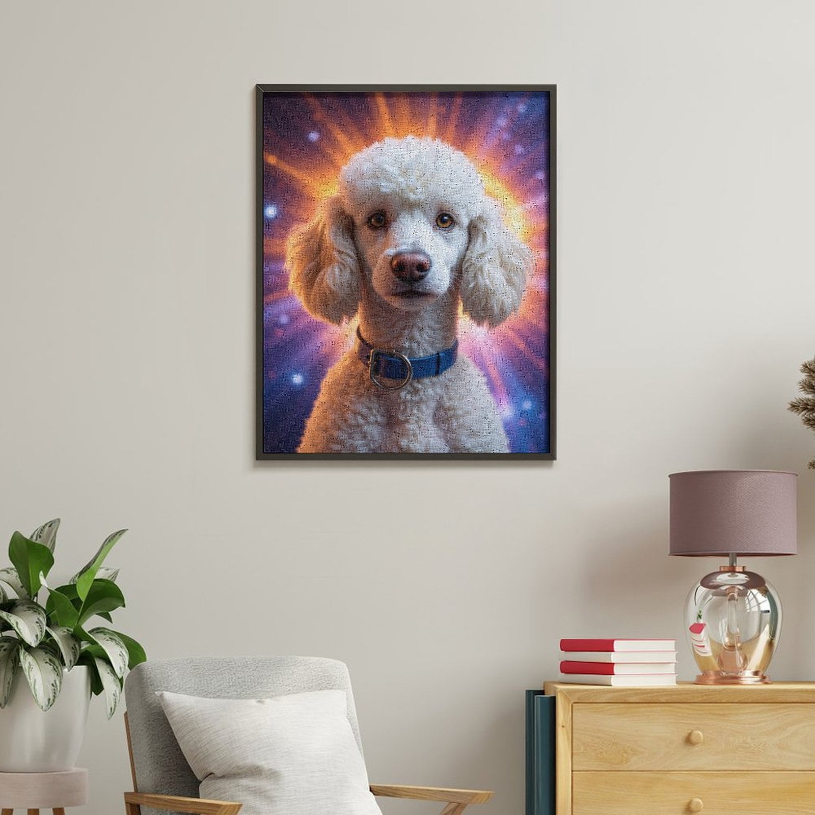 Paint by Numbers Kit for Adults, Radiant Poodle Portrait With Blue Collar Paint by Numbers, Easy Paint by Numbers Kit for Adults Beginner, DIY Adult Paint by Number Kits on Canvas, 12x16in Home Decor