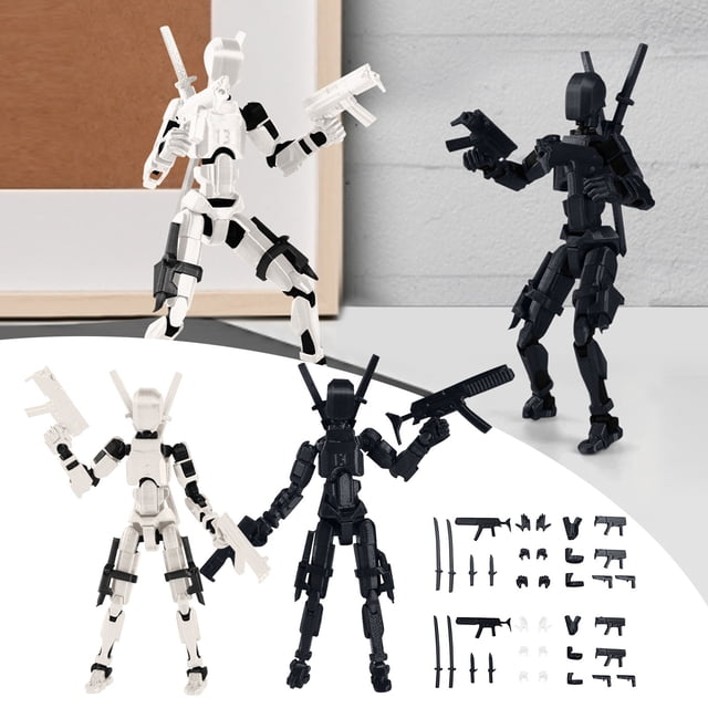 T 13 Action Figure Already Assembled, 2-Pack Multi-Colored Titan 13 Action Figure Set, 3D Printed T 13 Lucky 13 Robo 13 Dummy 13 Nova 13 Action Figures, Figura de acción t13