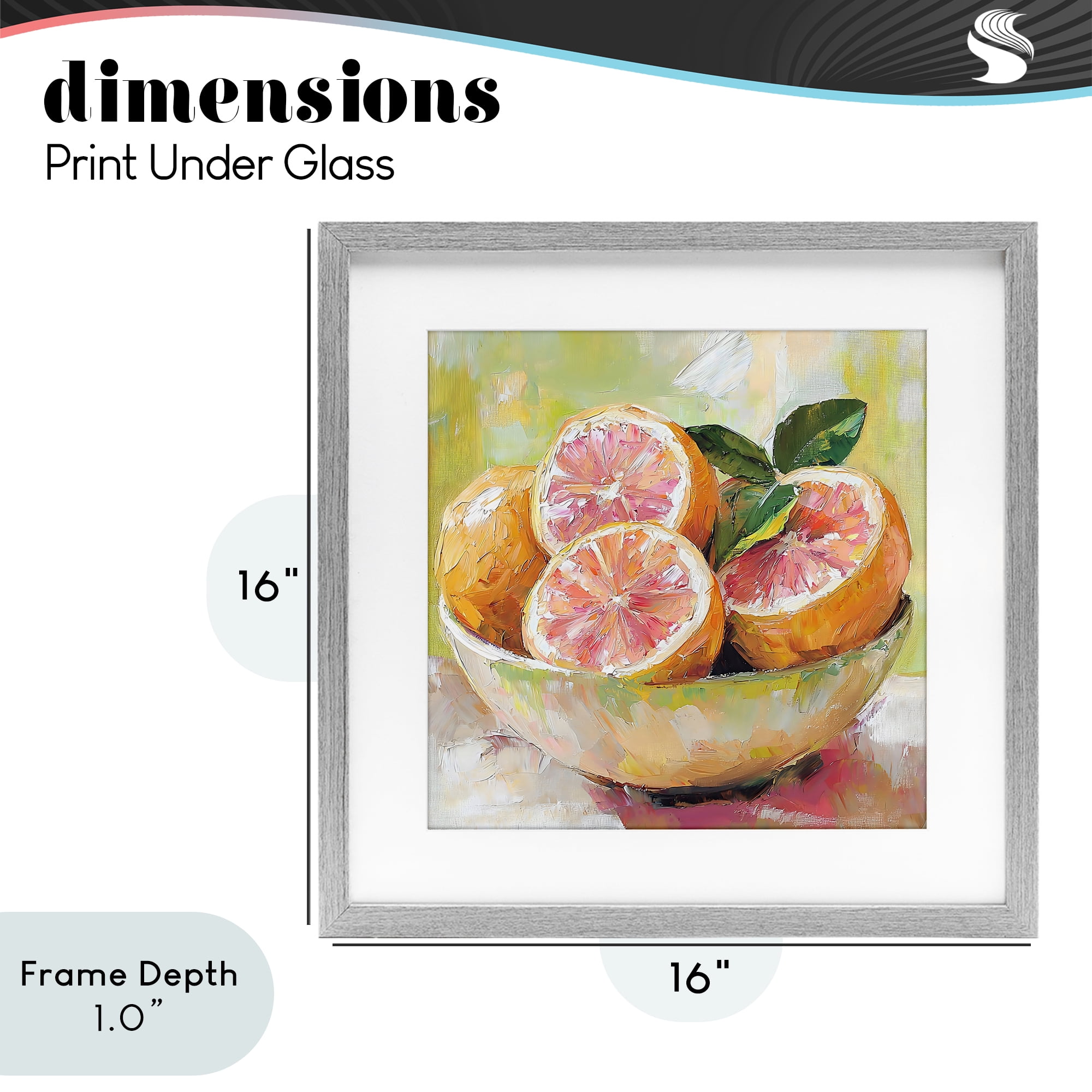 Stupell Industries Bold Grapefruit in Ceramic Bowl Gray Framed Print Under Glass, design by Riley B