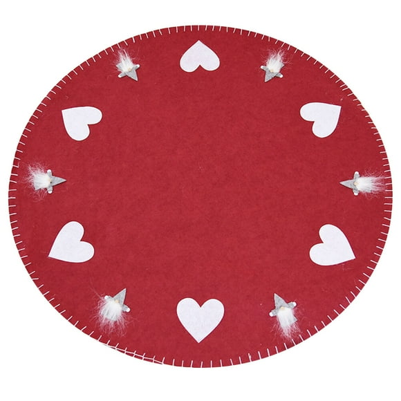 KAKOWELY 100cm Wool Felt Christmas Tree Skirt Felt Cloth Christmas Tree Base Decoration Apron Wrap - Hearts Pattern (Red),38.19"X38.19"X0.2"